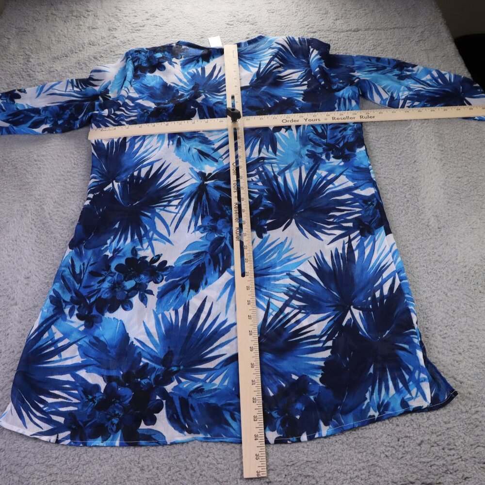 Tommy Bahama Swim Coverup Top Womens Large Blue Lace Up Tunic Beach Tropical - Picture 3 of 9
